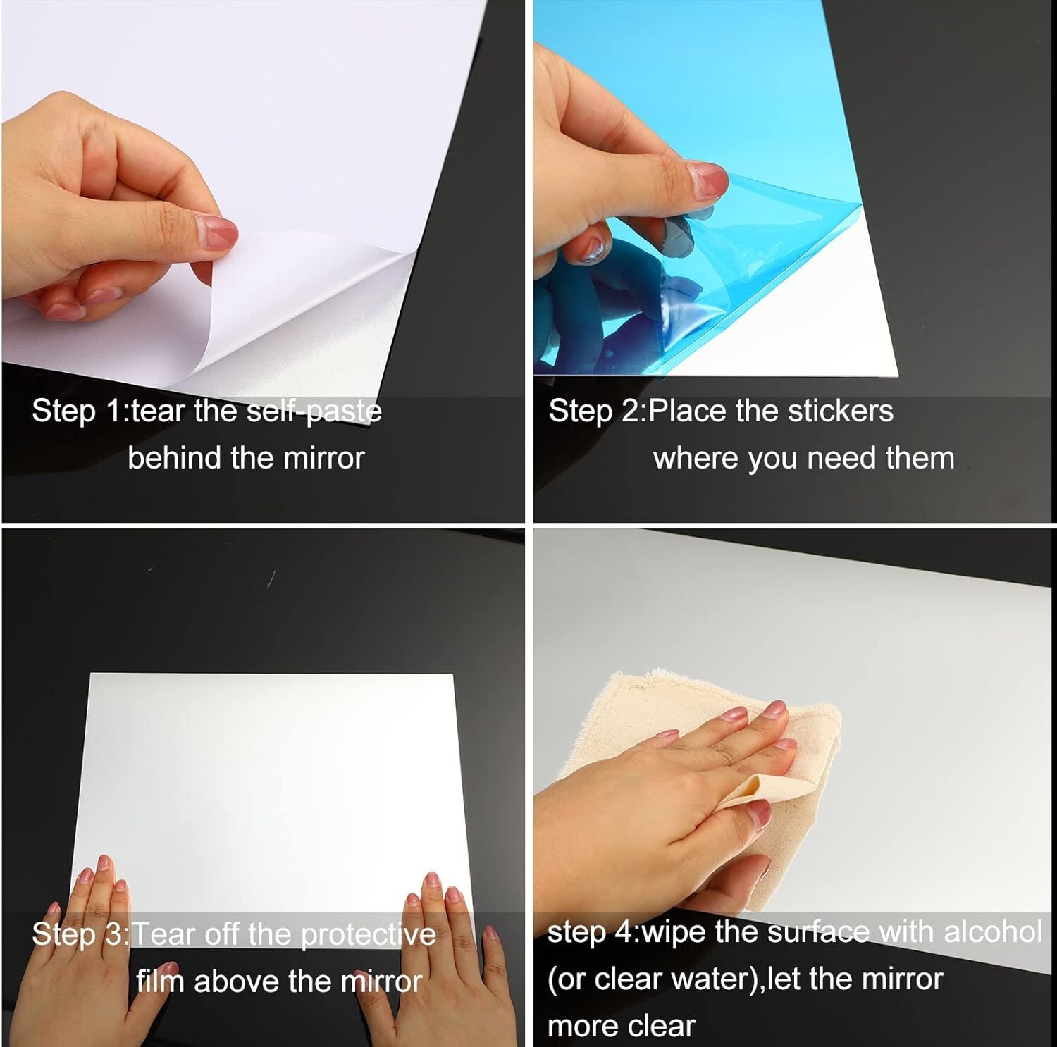 Versatile Non-Glass Mirror Tiles for Home Walls – Reflective 10 x 12 in Stickers