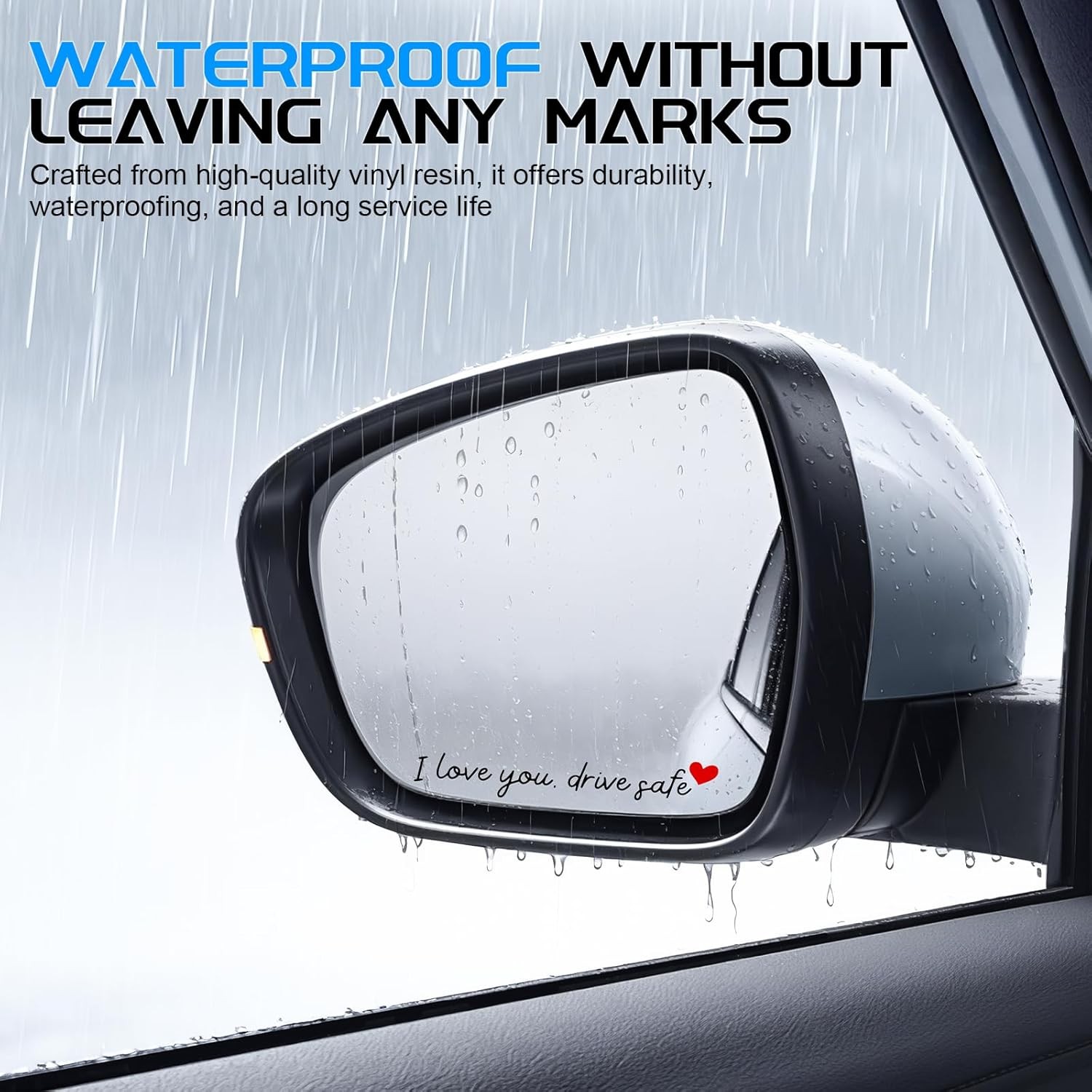 4PCS Rearview Mirror Stickers – I Love You Drive Safe Car Decals