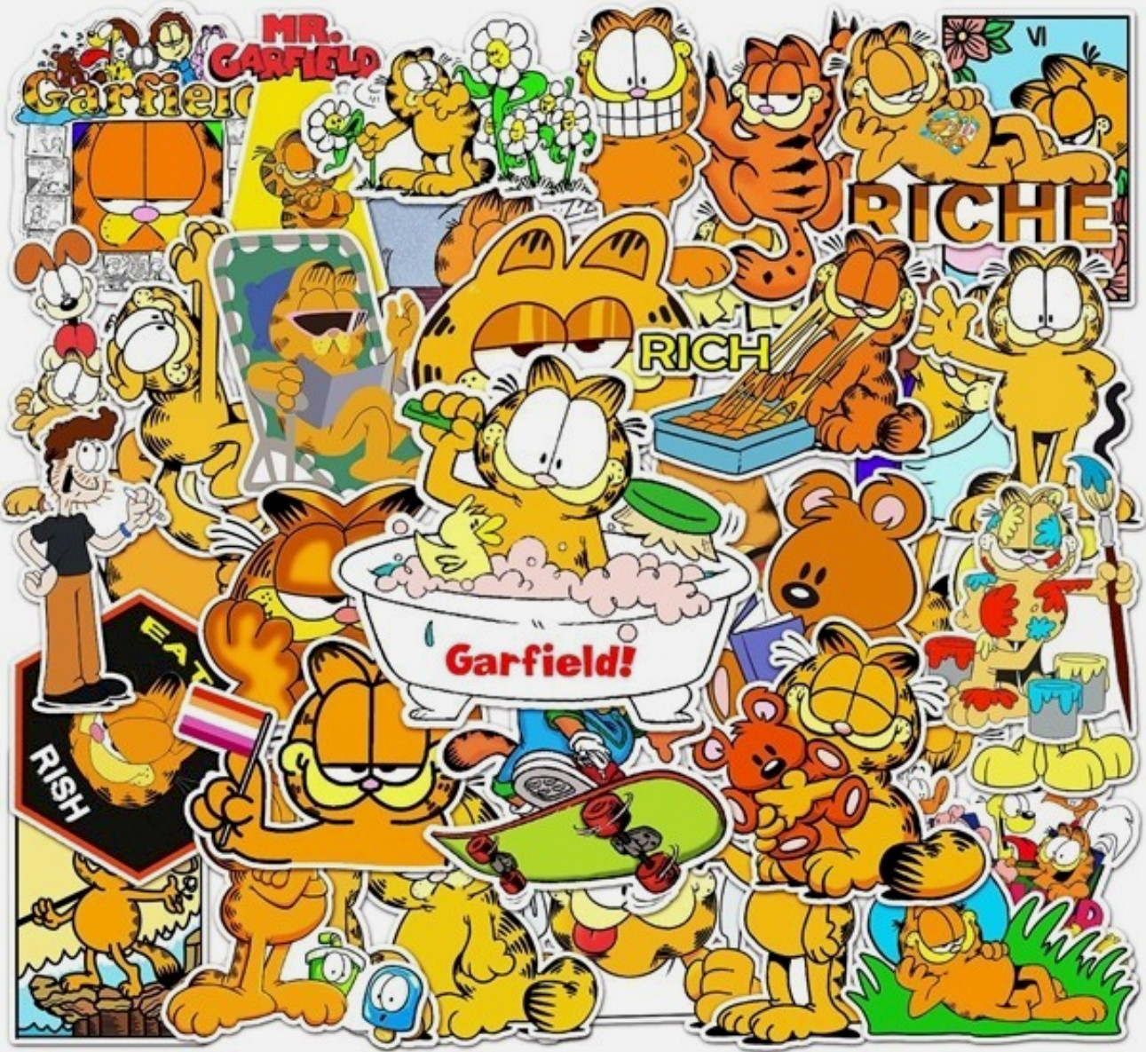 LOT OF 10 PCS random CUTE CAT cartoon characters for laptops skateboards bottles