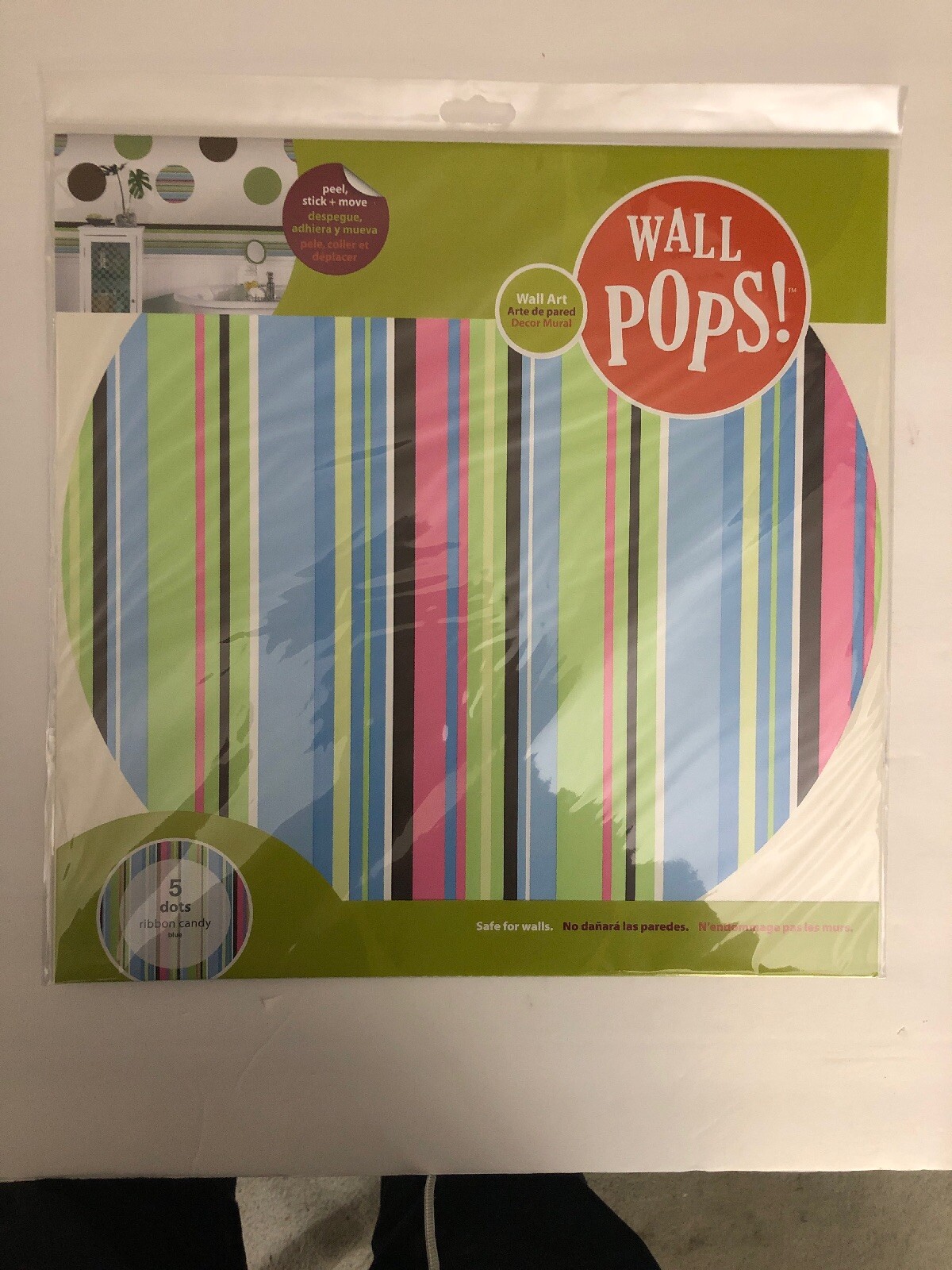Wall Pops Ribbon Candy Blue 5 Pcs Circles Stickers Decals WPD93947-RARE-SHIP24HR