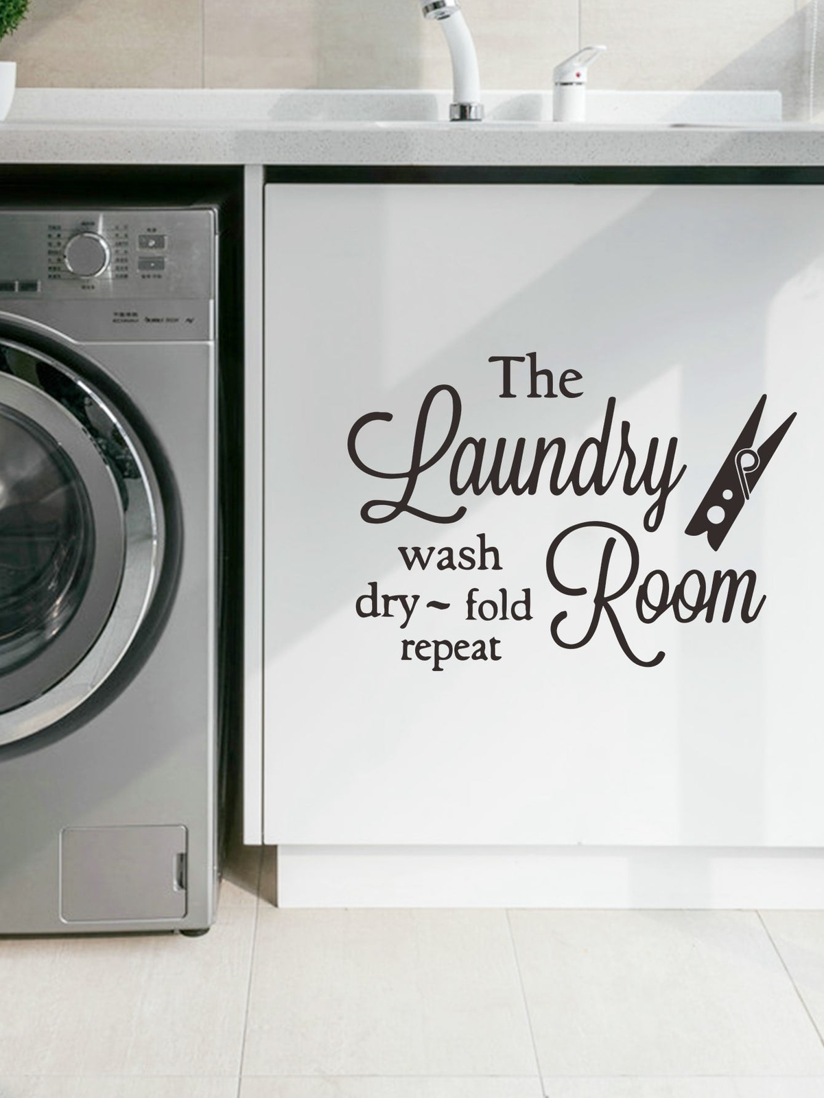 Slogan Graphic Wall Sticker Laundry Room Art Wall Stickers Vinyl Removable