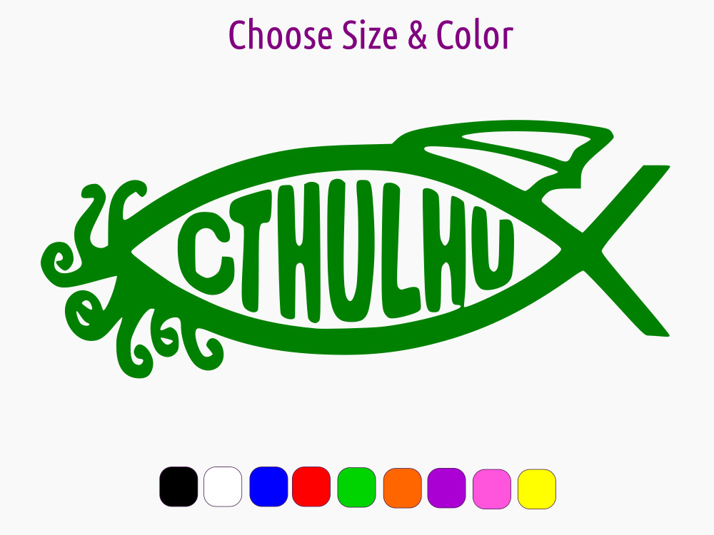 Cthulhu Tentacles Fish Emblem Decal Laptop Car Window Sticker CHOOSE SIZE COLOR