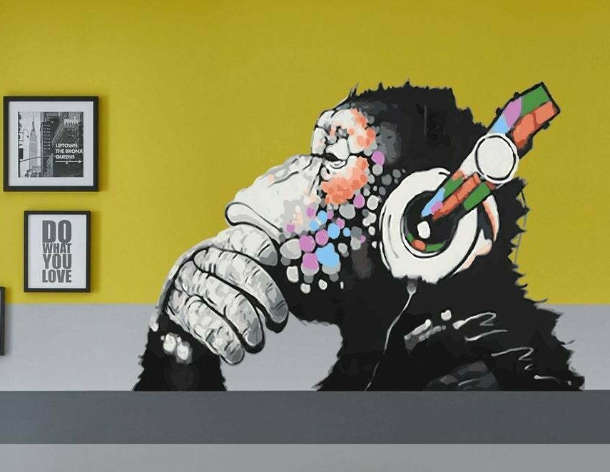 Graffiti Monkey Decal, Monkey Wall Sticker, Monkey Print Monkey Wall Art