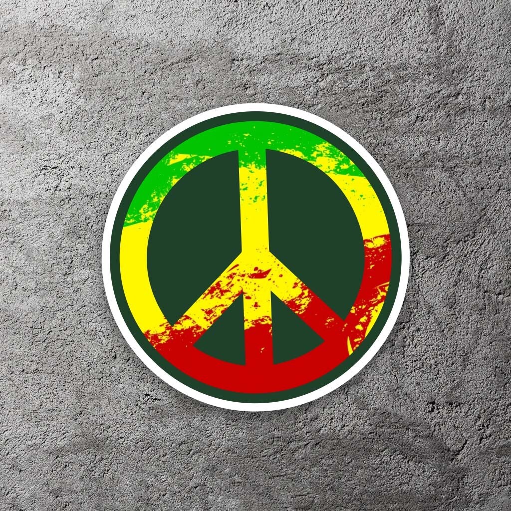 Reggae Peace Sign Vinyl Sticker 3.5" Wide – Includes Two Stickers
