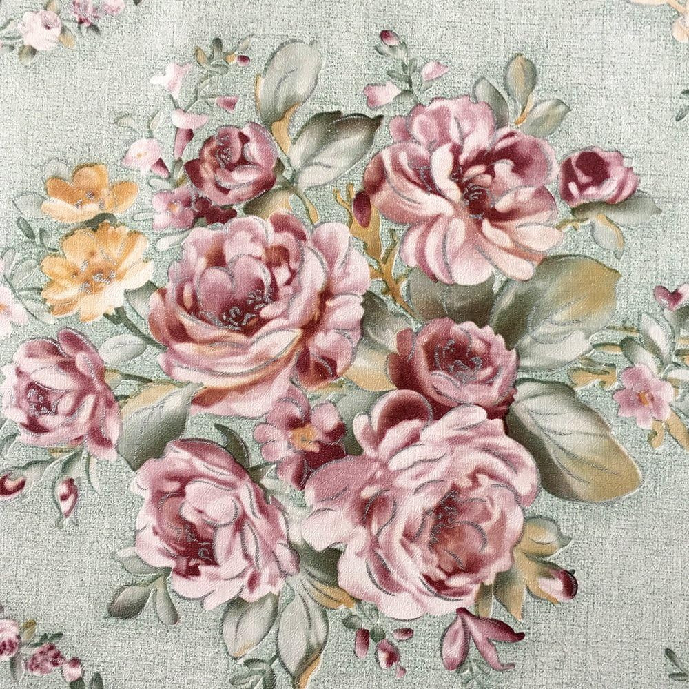 Retro Rose Furniture Paper Light Green Self-Adhesive Shelf Liner School Locker S
