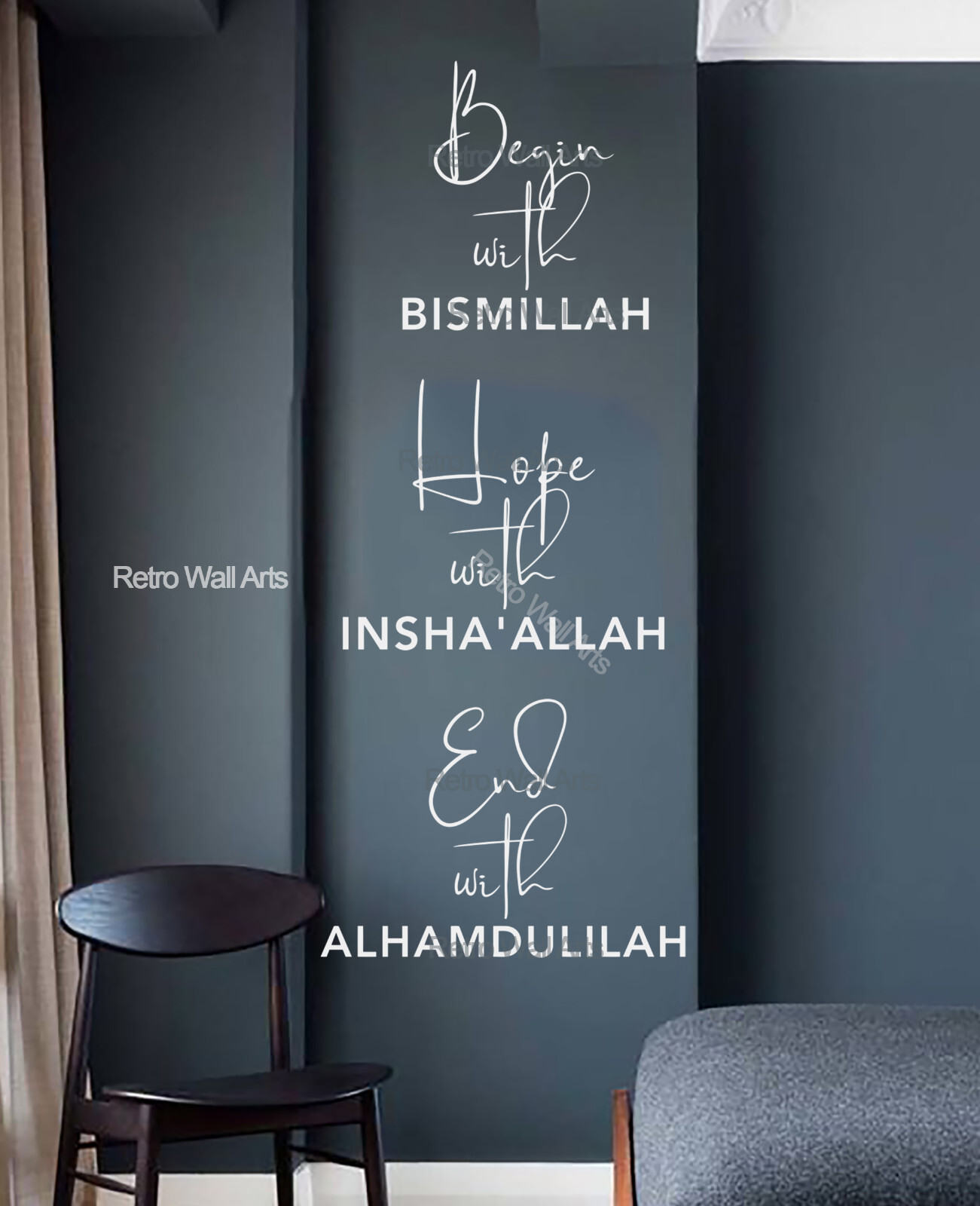 Begin with bismillah Islamic Wall Sticker Decal, Modern Design Home Improvent Q7