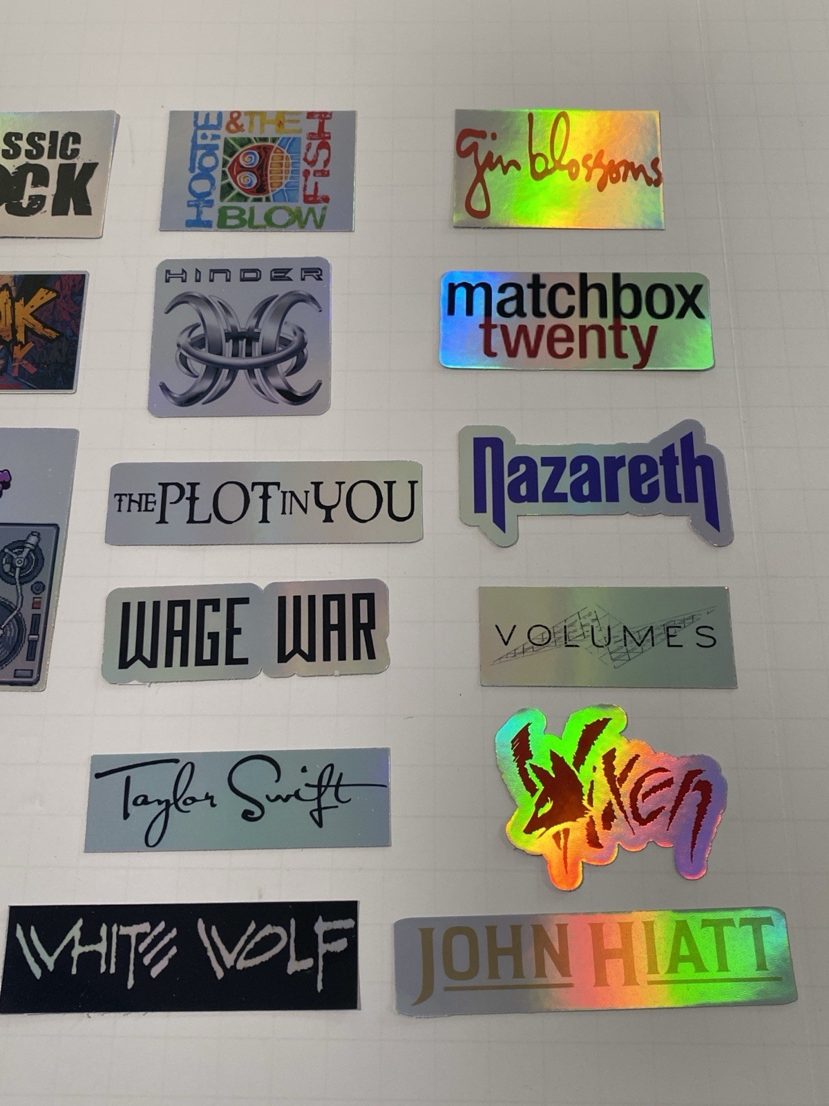 20 Classic Rock Stickers etc w/ Music Genre Stickers Waterproof HOLOGRAPHIC