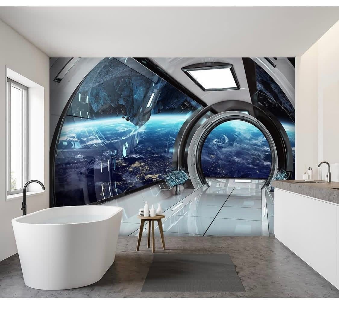 3D Capsule Space Fabric Wallpaper Living Room Bedroom Bathroom Boys Girls 91×65"