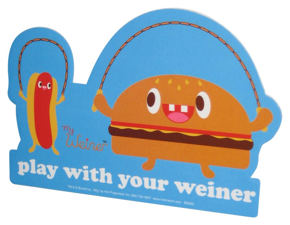 My Weiner Play With Your Weiner Hot Dog & Cheeseburger Licensed Sticker BS693