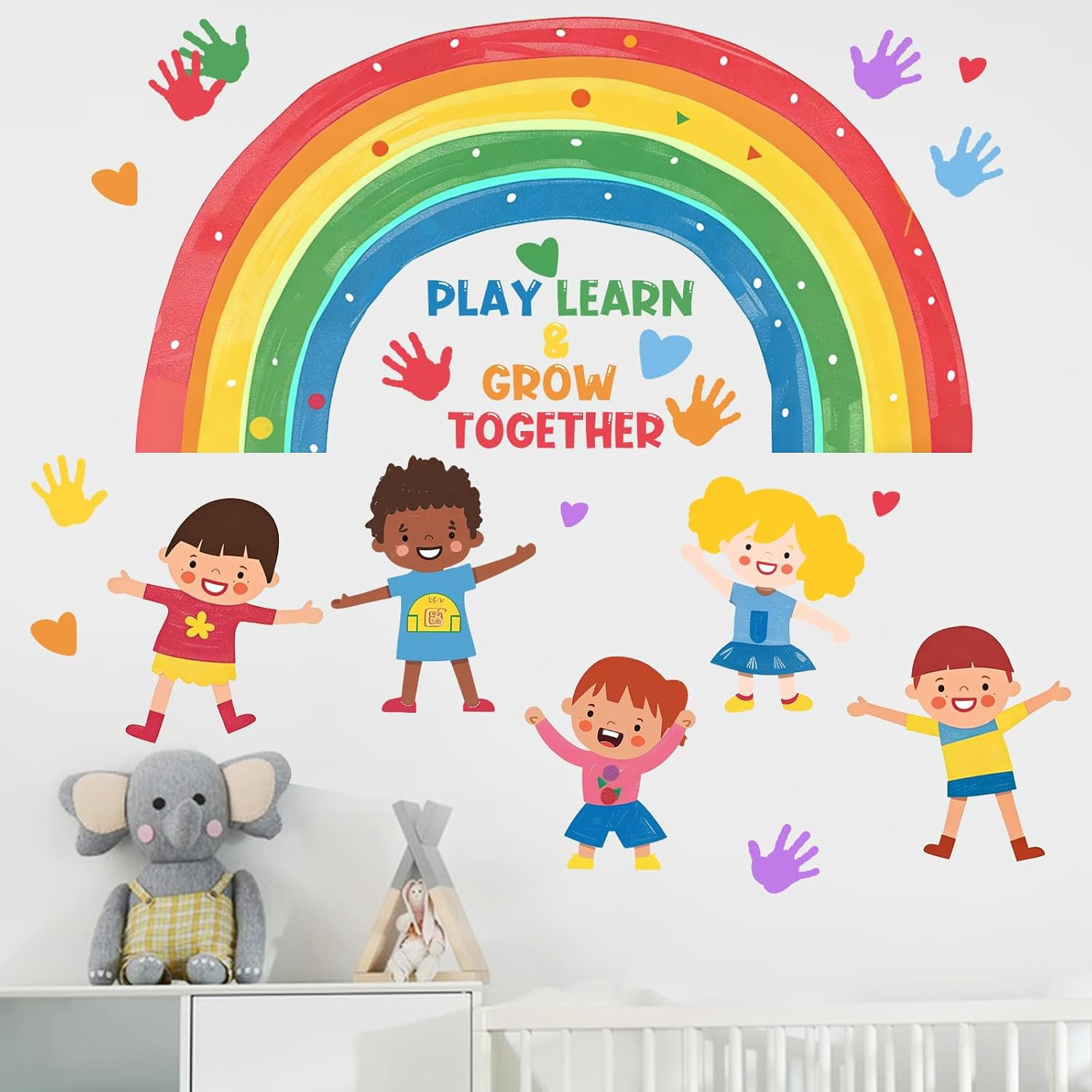 Inspirational Kids Rainbow Wall Decals Stickers, Equality | Motivational Play Le