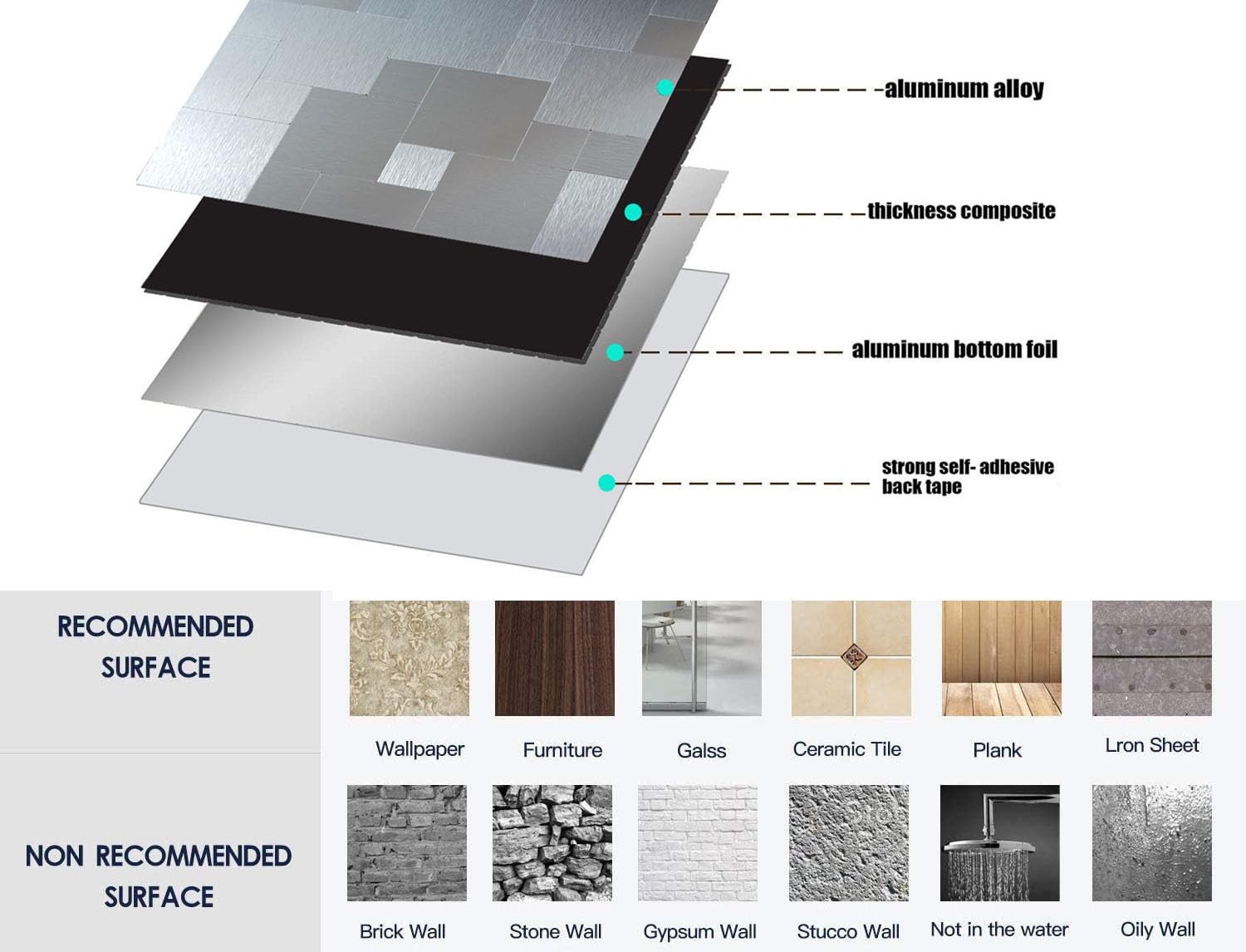 Peel and Stick Metal Backsplash Tiles, Self Adhesive Aluminum Mosaic 3D Wall …
