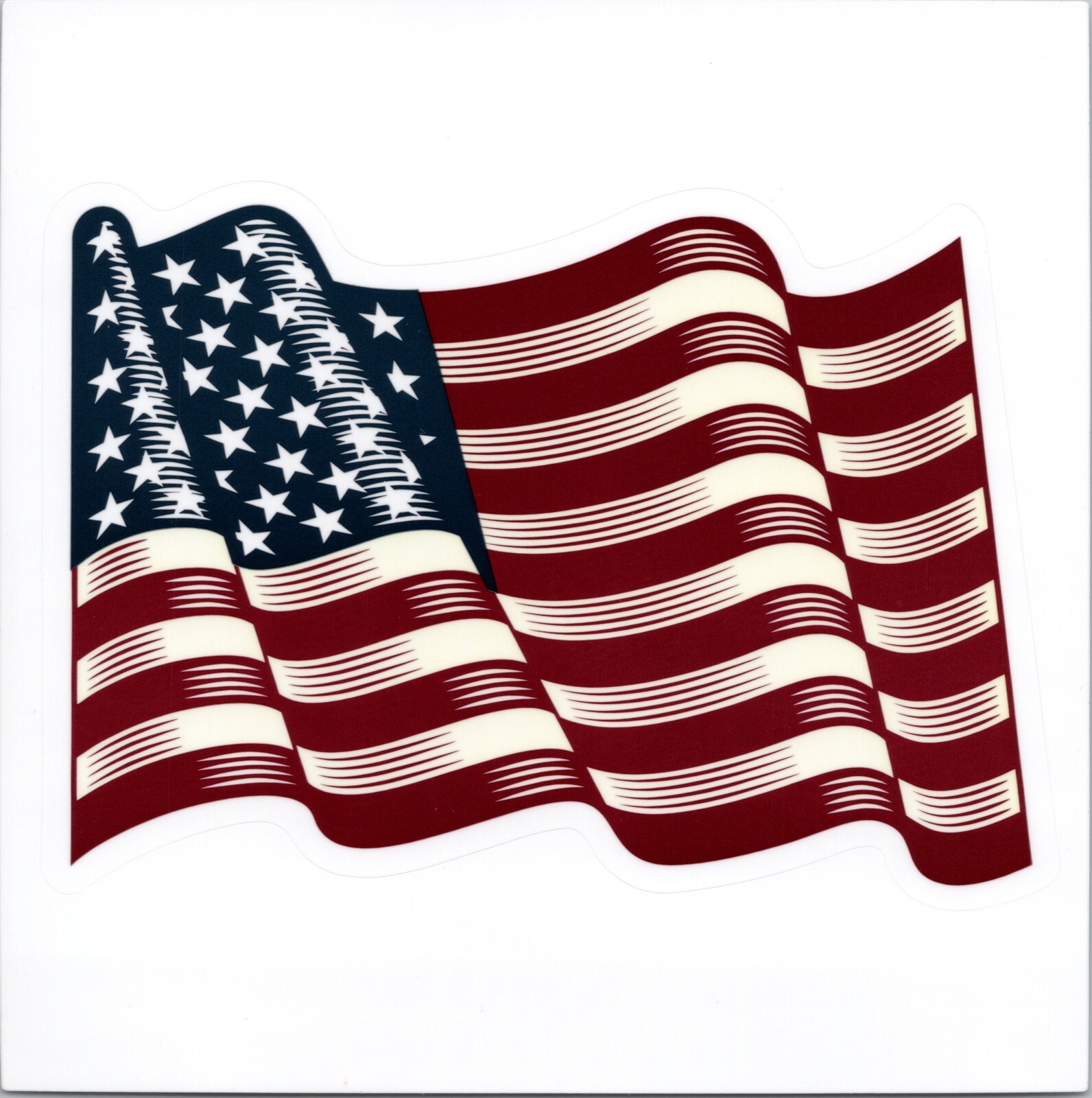AMERICAN FLAG WAVING ~ USA ~ STARS AND STRIPES – Vinyl Sticker – 4.25in x 3 in