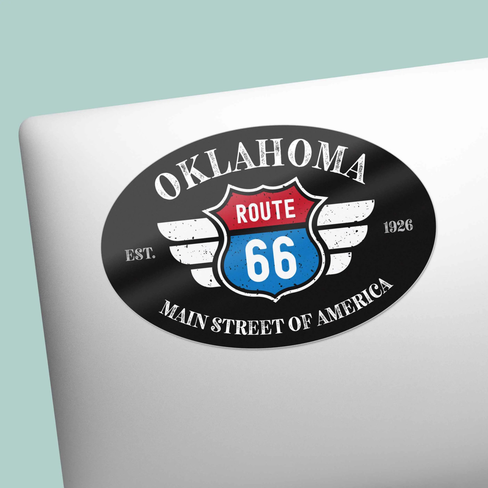 Oklahoma Route 66 Sticker – OK Black Oval Decal