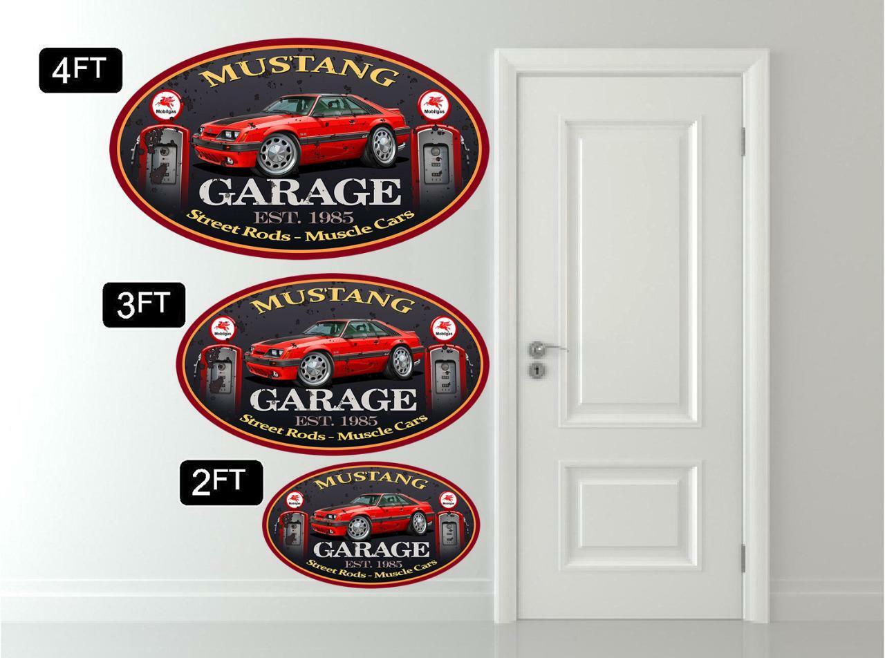 1985 1986 Ford Mustang GT 5.0 Hatchback Garage Sign Wall Art Graphic Sticker