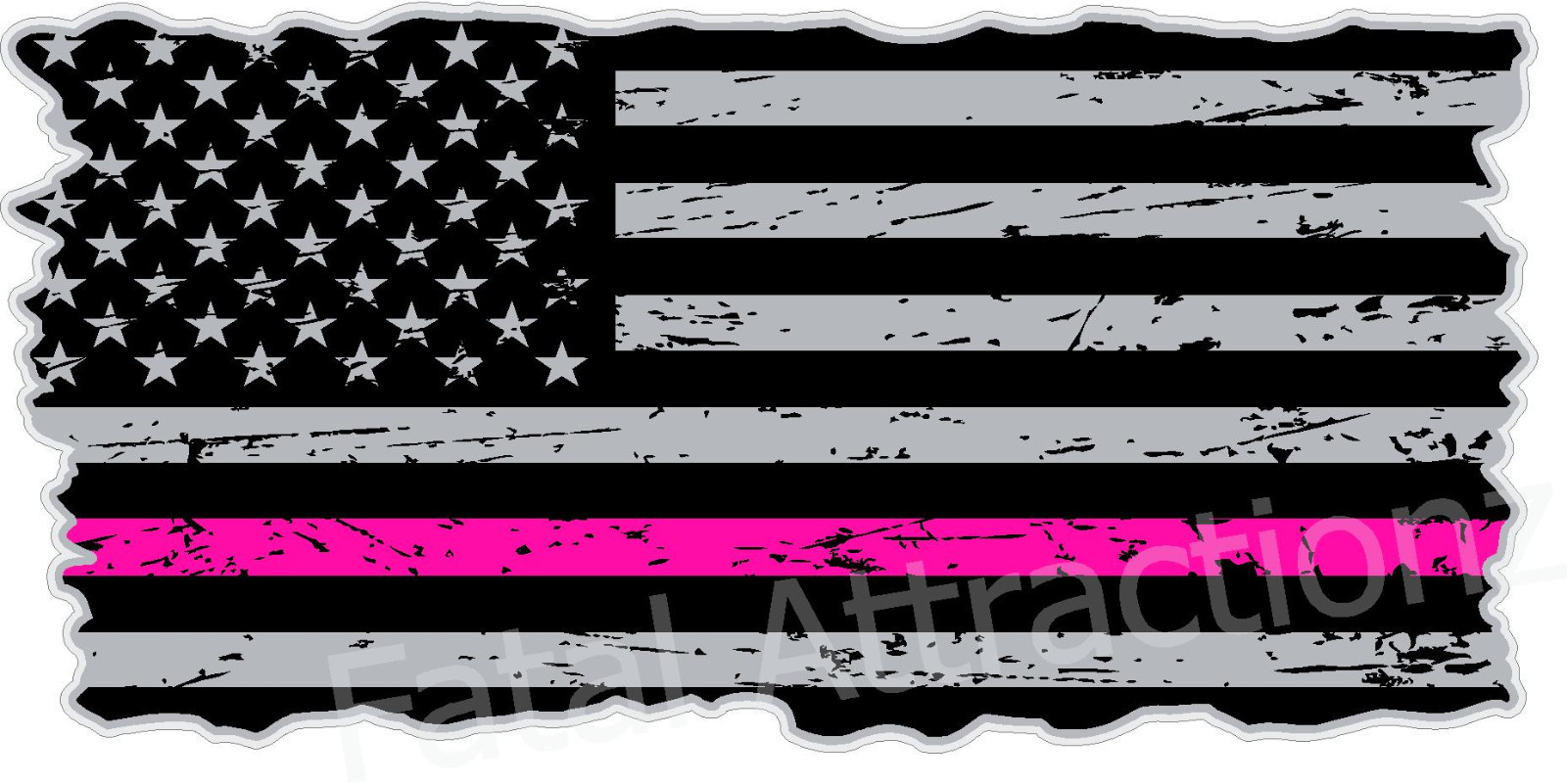 Distressed American Flag Hot Pink Line Vinyl Decal sticker usa breast cancer