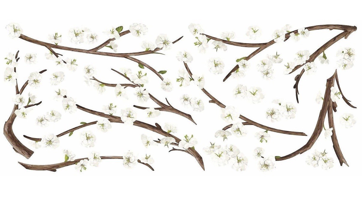 RoomMates Peel and Stick Giant Wall Contemporary Decals Botanical RMK3201GM