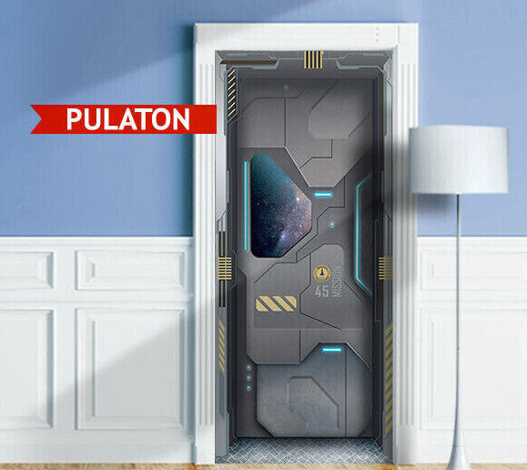Sci-Fi Spacecraft, Star Ship Door Mural, Sticker, Cover, Decal, Peel'n'Stick