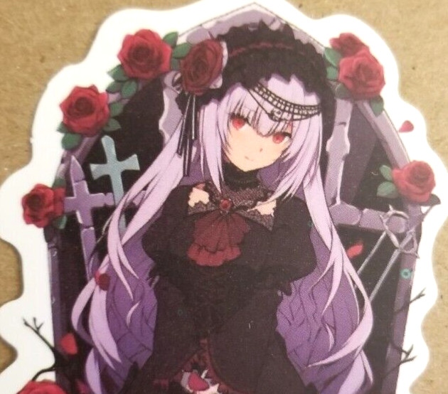 Halloween Sticker Girl Witch Vampire Purple Gothic Punk Rock Anime Manga Roses