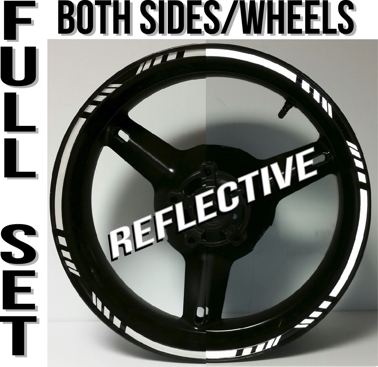 3M REFLECTIVE 21 & 18 inch RIM STRIPES WHEEL DECALS TAPE STICKERS MOTORCYCLE CAR