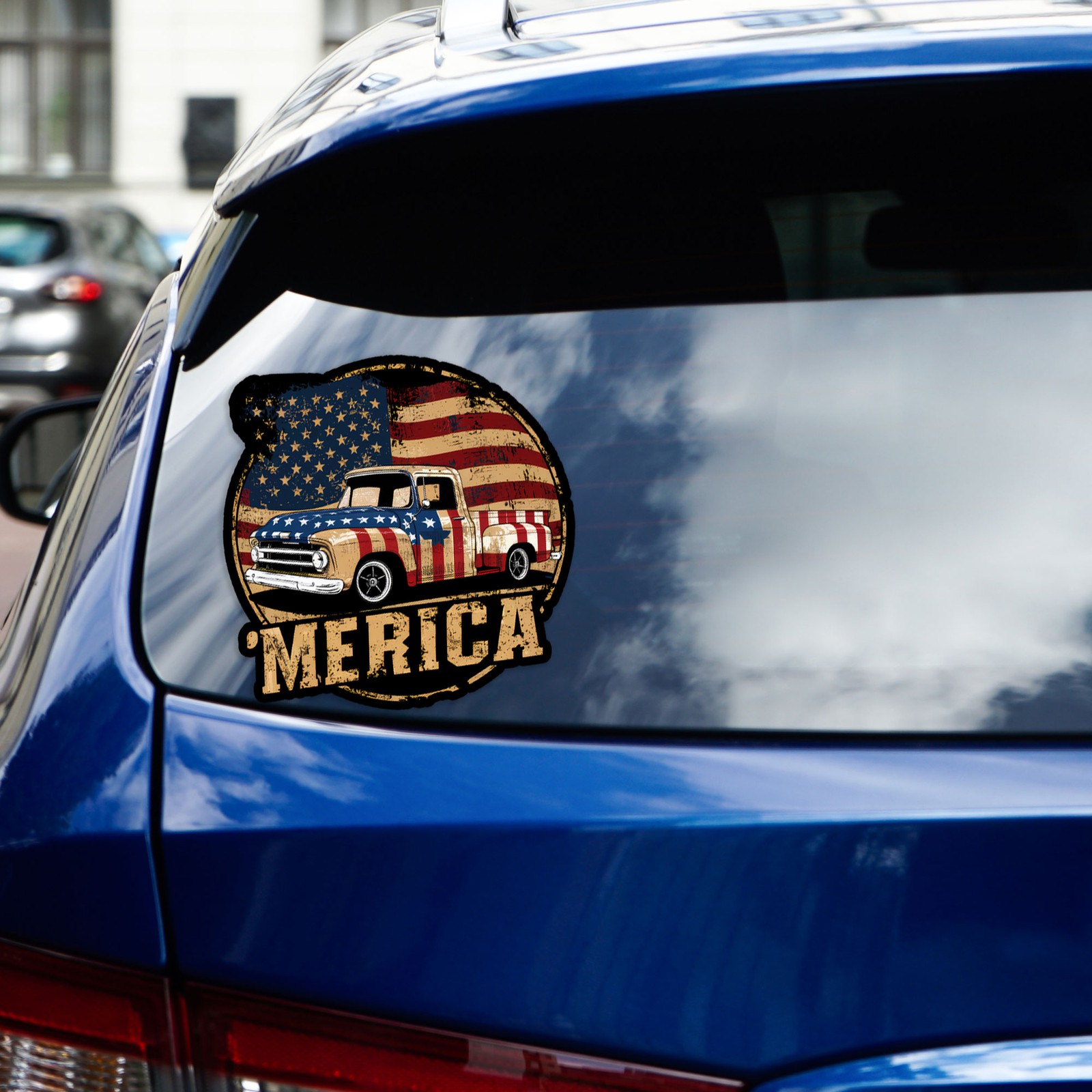 Merica Vintage Truck – Vinyl Decal Sticker – Car Window Laptop – #1718