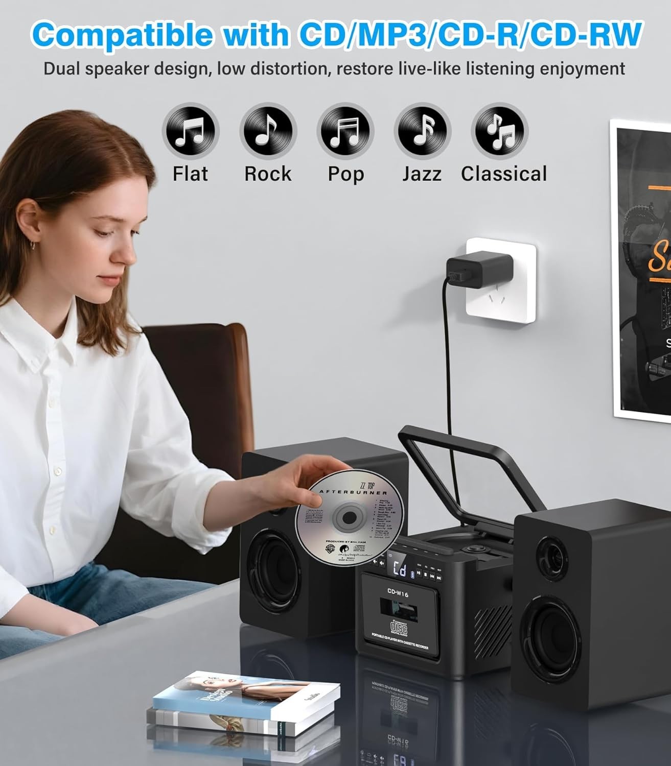 Stereo System for Home with Boombox CD and Cassette Player Combo, 40W Home Stere