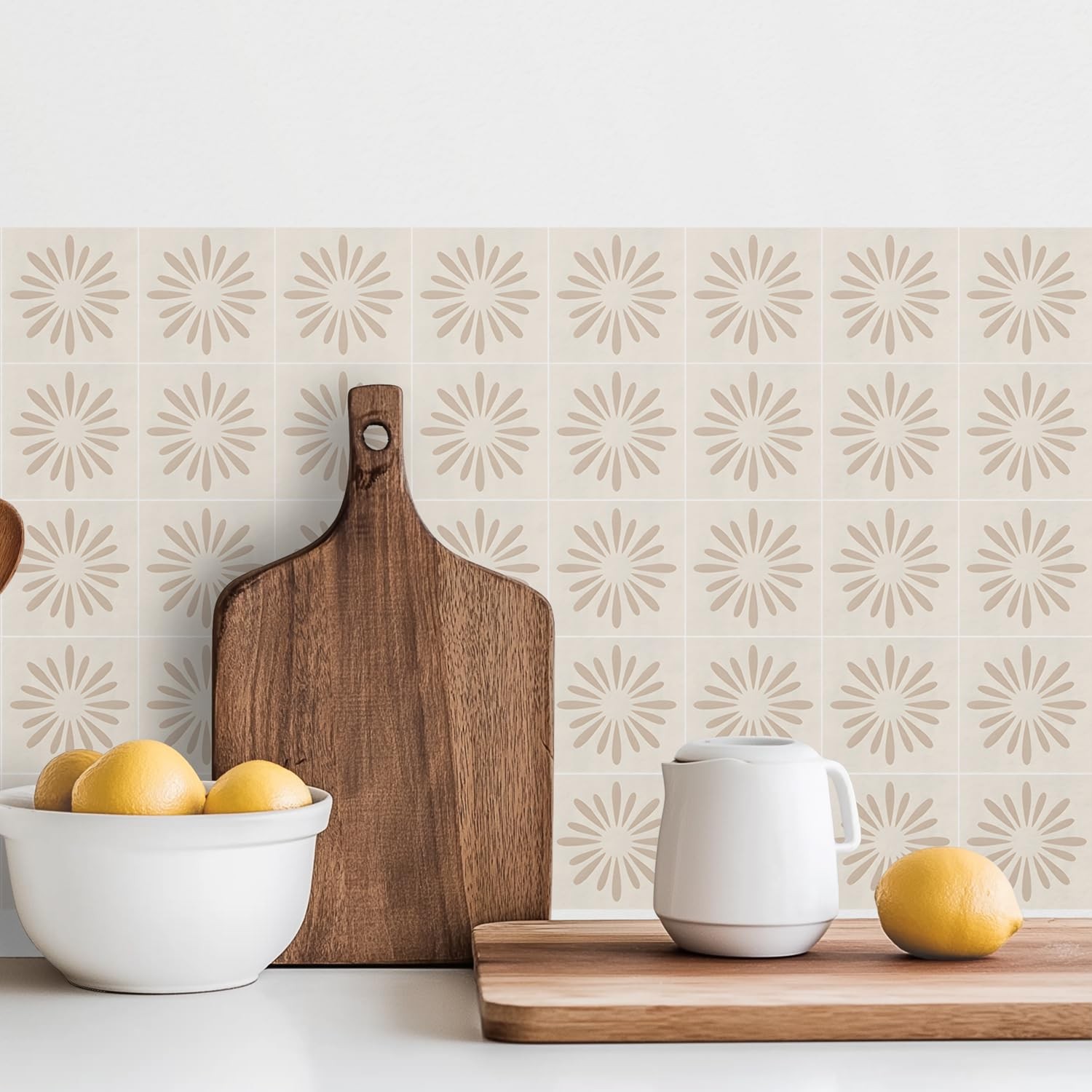 30 Pack, 4×4 Inch Neutral Peel and Stick Vinyl Decals, Modern Geometric Sunbu…