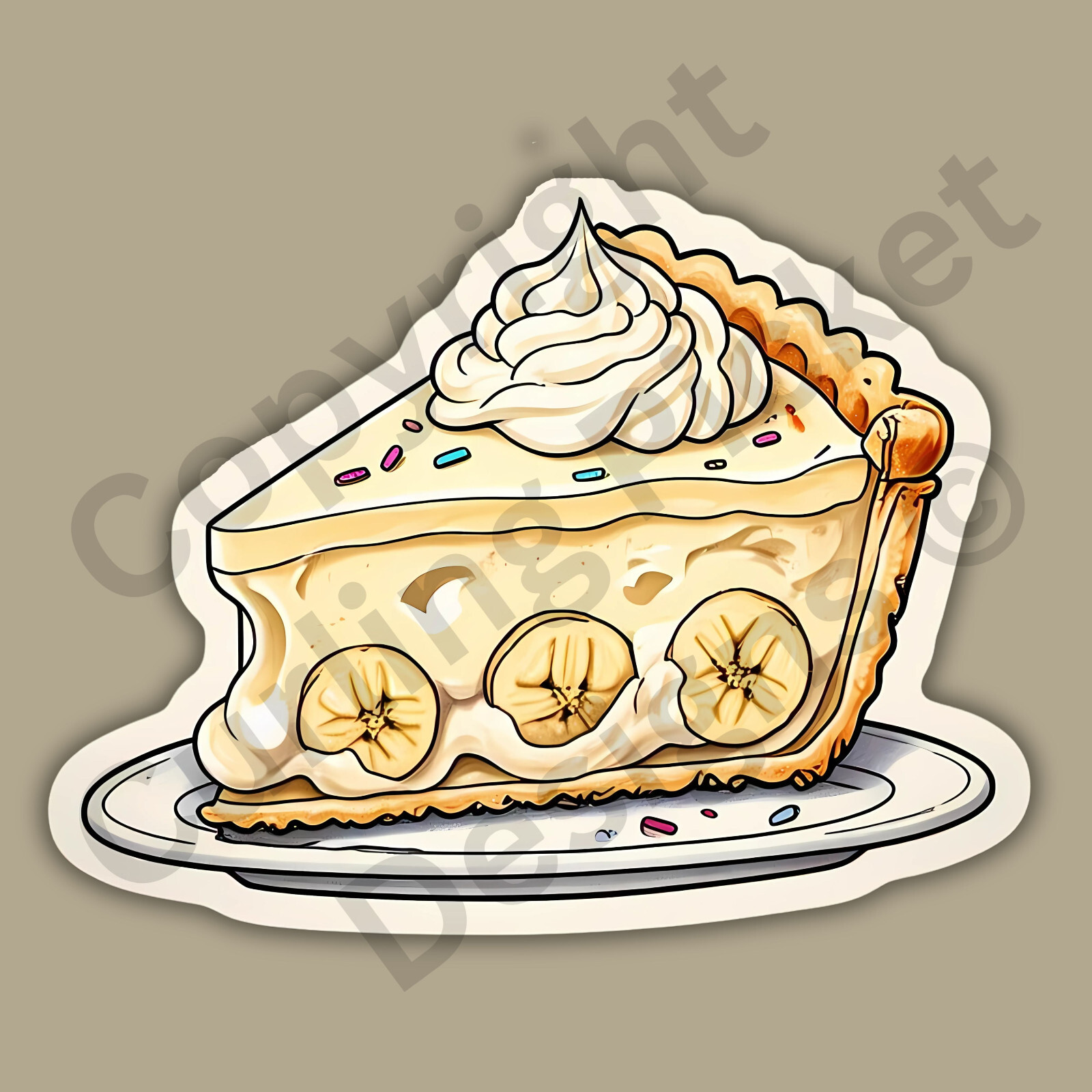 Banana Cream Pie Dessert Food Delicious 3" Vinyl Sticker