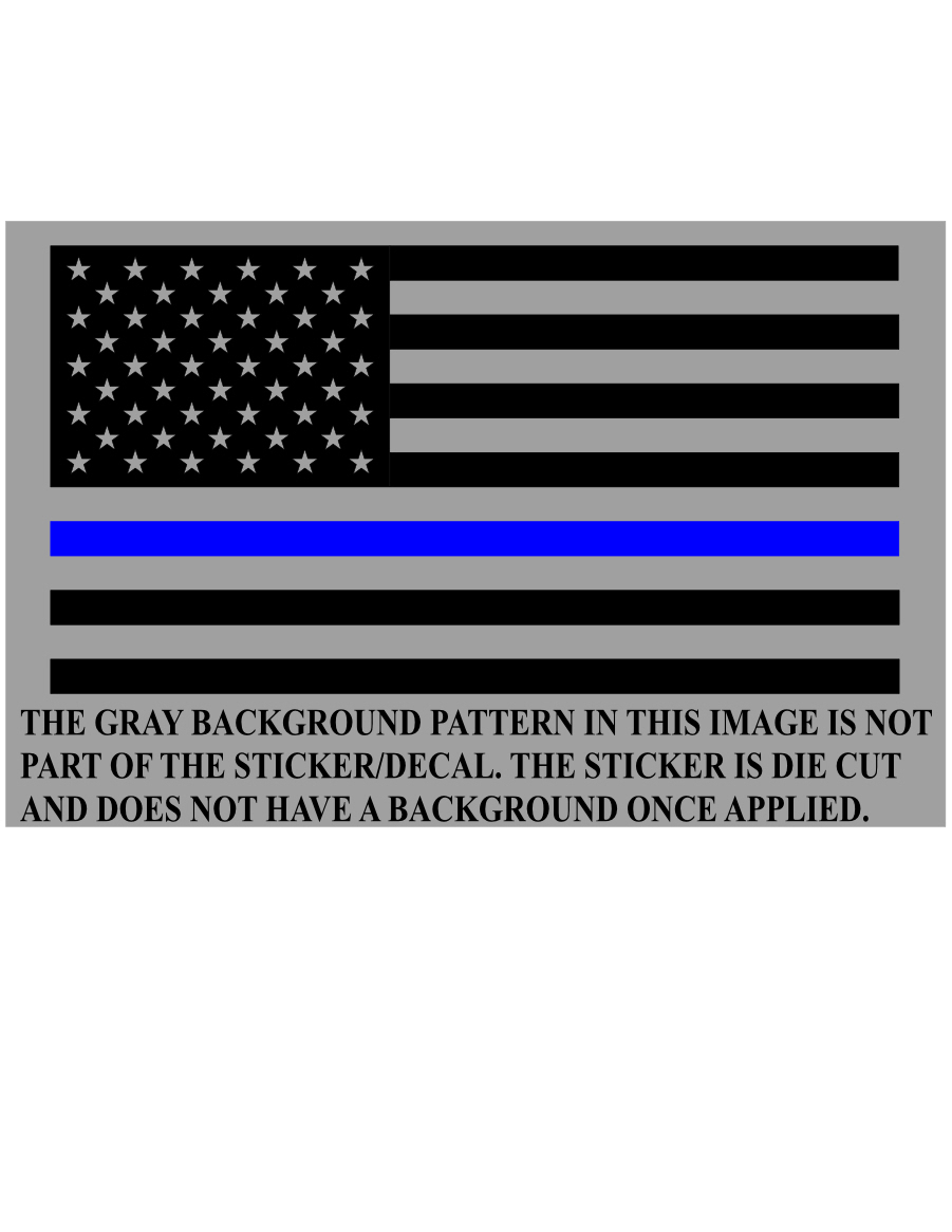 THIN BLUE LINE FLAG LAW ENFORCEMENT/POLICE Vinyl Decal 3.0"h x 5.6"w BLK/BLUE