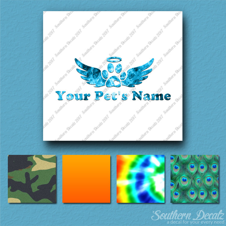 Custom Memorial Pet Paw Print Dog Name Decal Sticker – 25 Printed Fills 6 Fonts