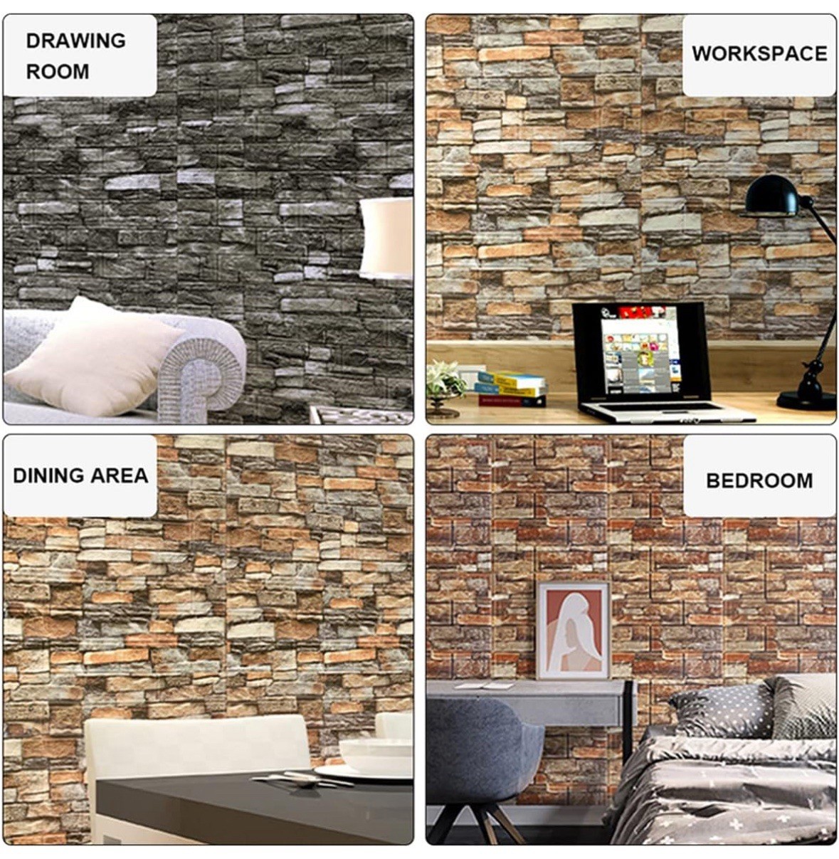 10 PCS 3D Foam Yellow Brick Self Adhesive Waterproof Wall Covering Panels