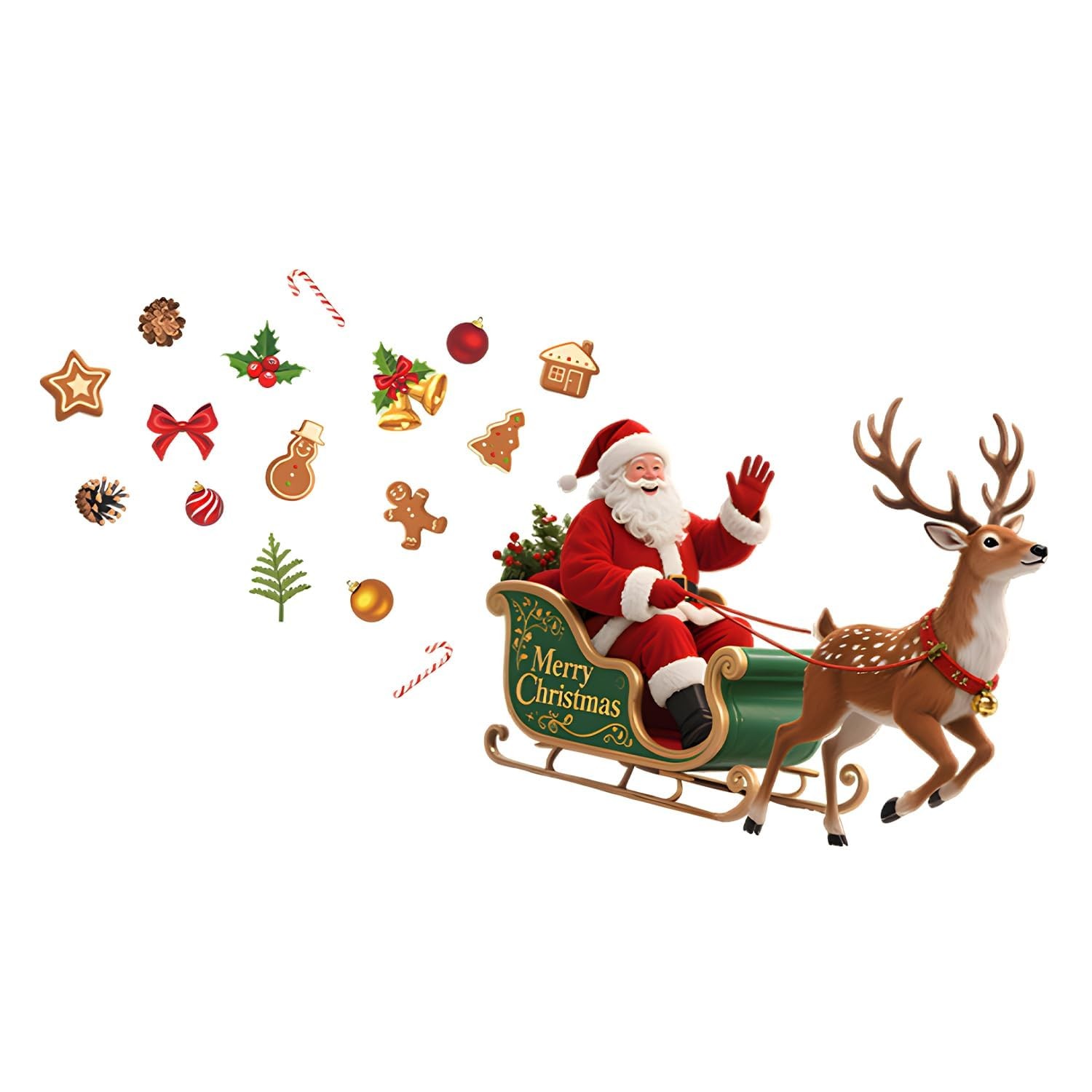 Santa Sleigh Christmas Wall Decals | Peel and Stick Holiday Decorations with …