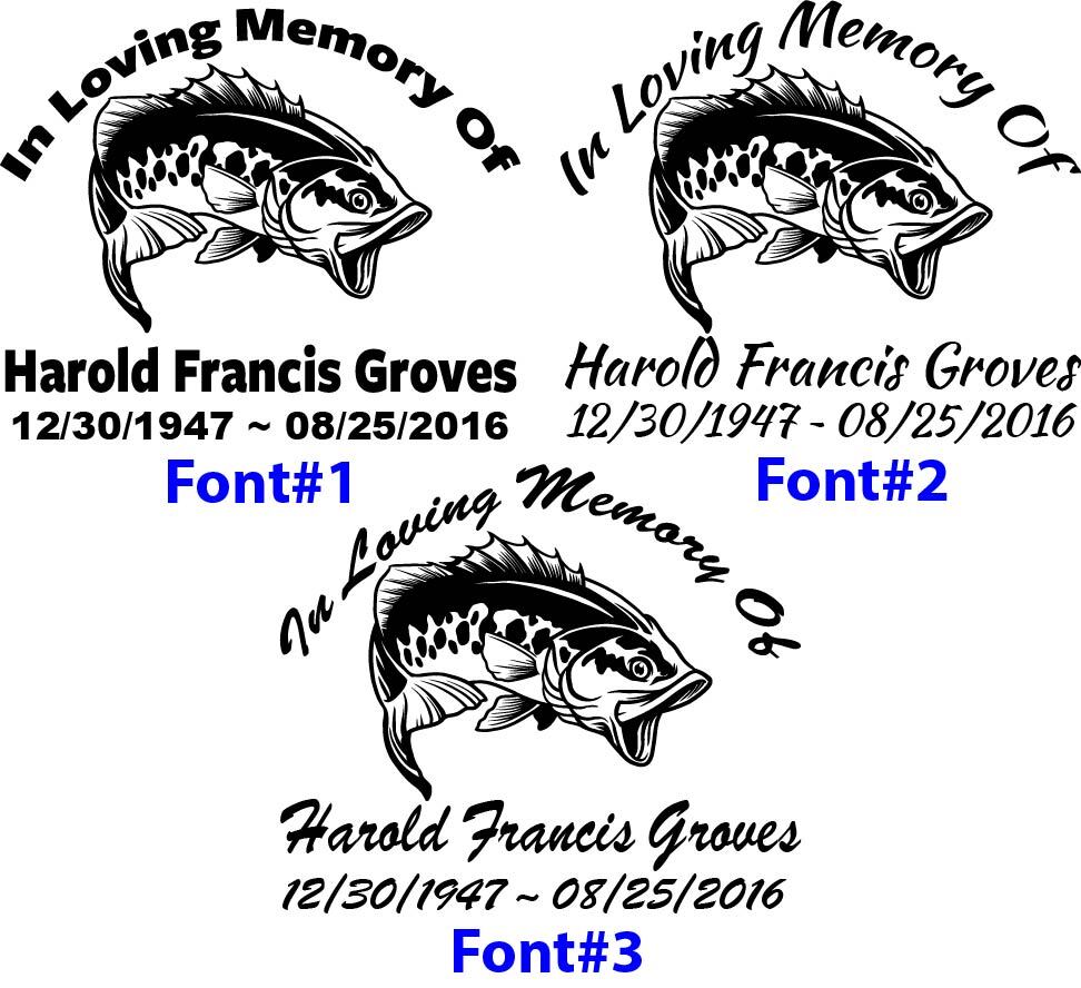 In Loving Memory – Largemouth Bass Fish Sticker Decal Memorial Personalized