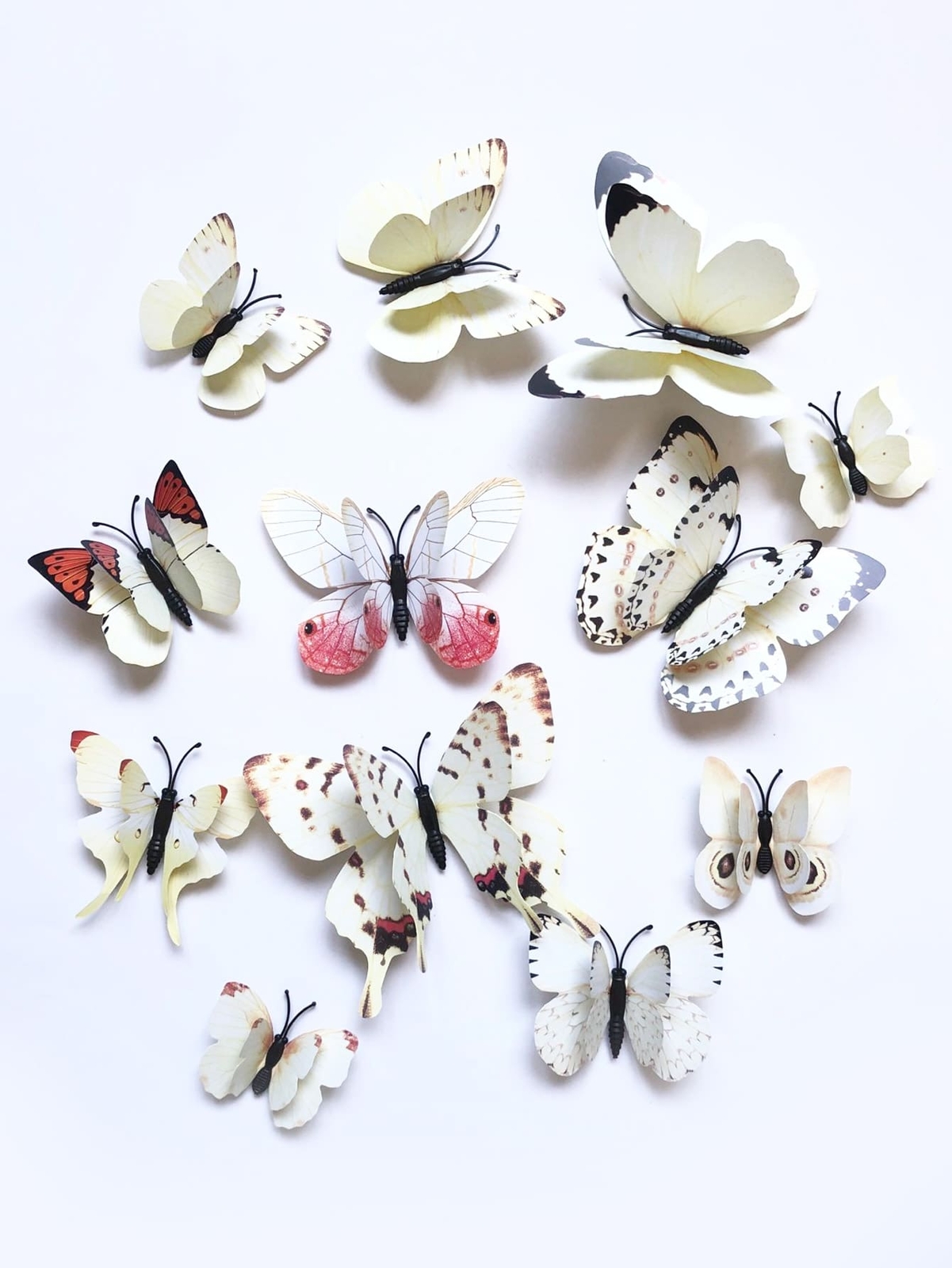 12pcs 3D Butterfly Sticker Ivory Wall Decals Butterflies Removable Mural Wall