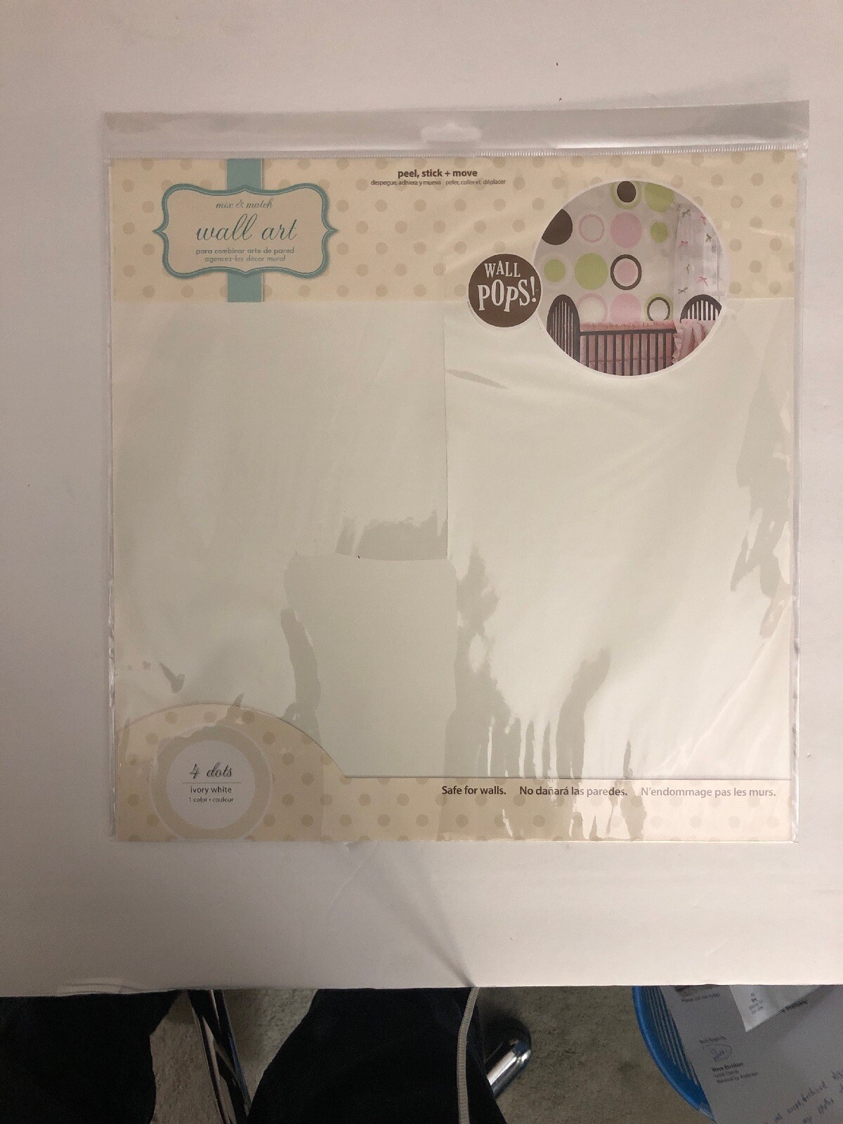 WallPops! Brewster Home Fashions WPD98817-4 Pcs 13” Ivory/White Dots-RARE-SHIP24