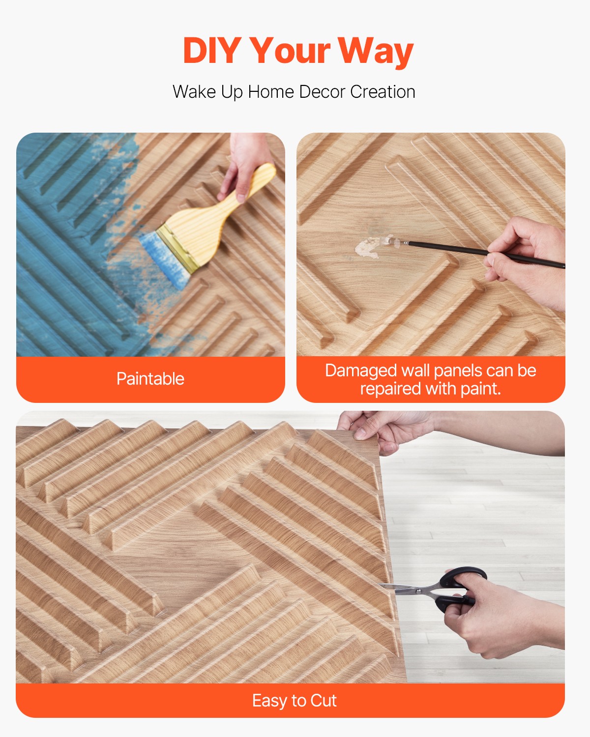 3D Wall Panels 12-Pack 19.7×19.7 in PVC 32 Sq.Ft Coverage Slat Light Wood Color