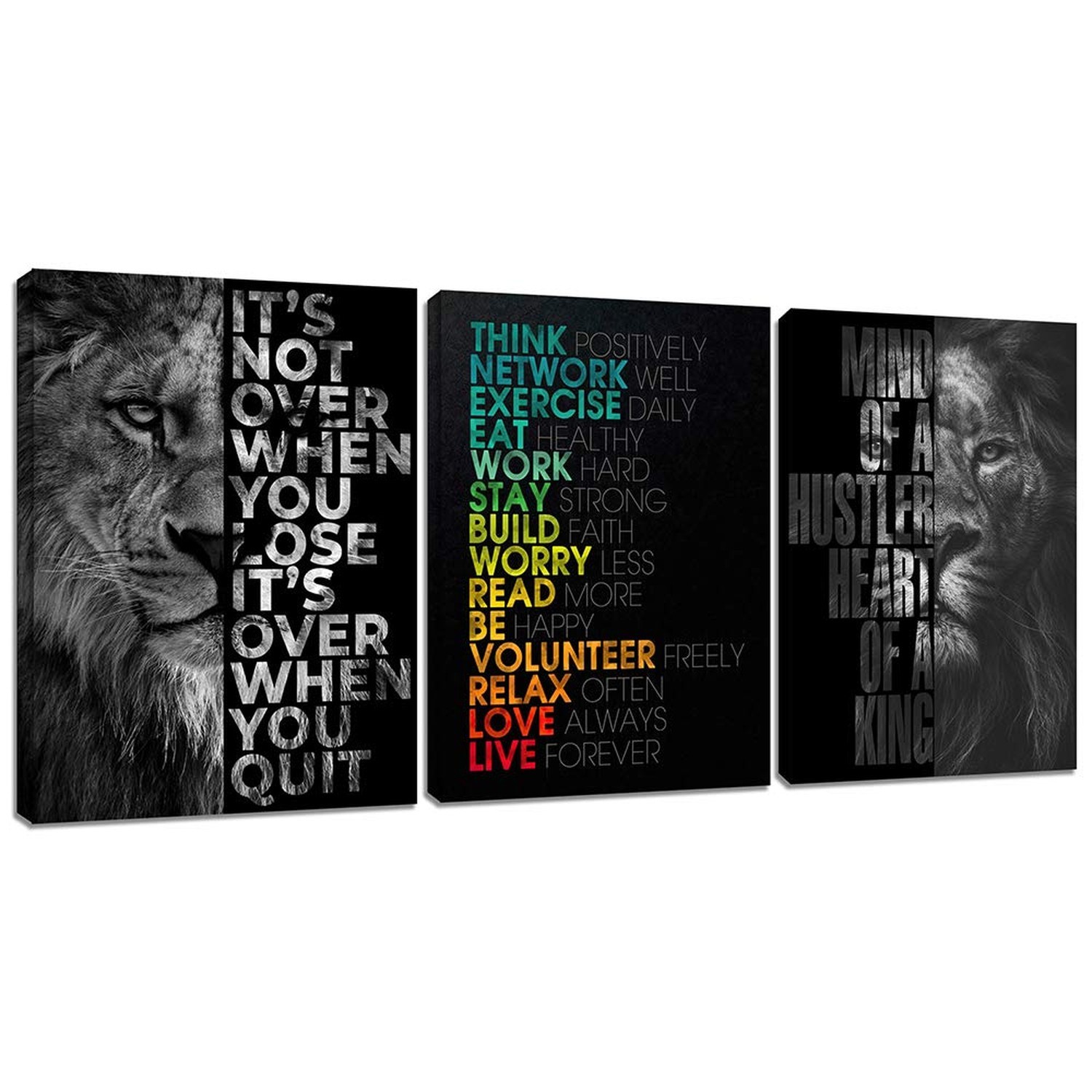 Motivational Office Wall Art Inspirational Canvas Wall Art Hustle Posters Wal…
