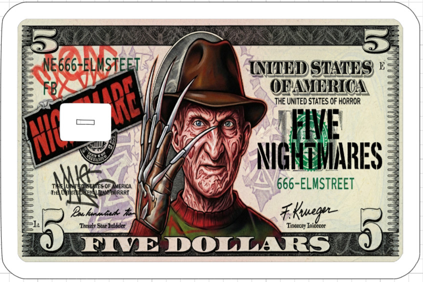 Horror Movie Killer Money ATM Debit Credit Sticker Skin Halloween Freddy Jason