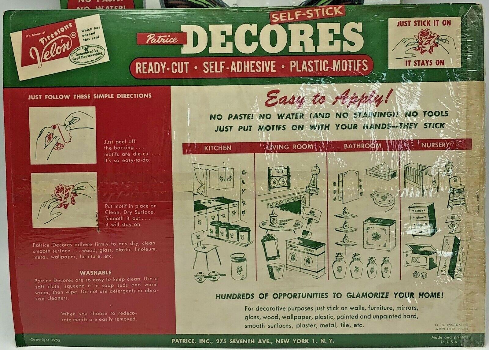 Vintage 1955 Patrice Decores Butterflies Plastic Motifs Appliques Self Adhesive