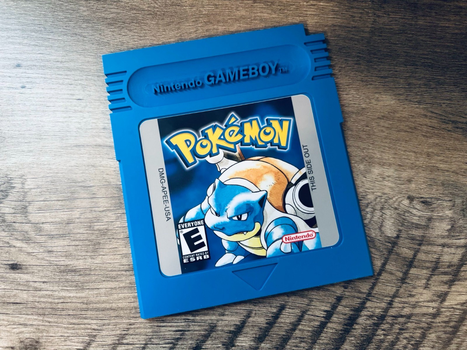 Oversized Pokemon Blue Game Boy Cartridge Replica 3D Printed Blastoise Display