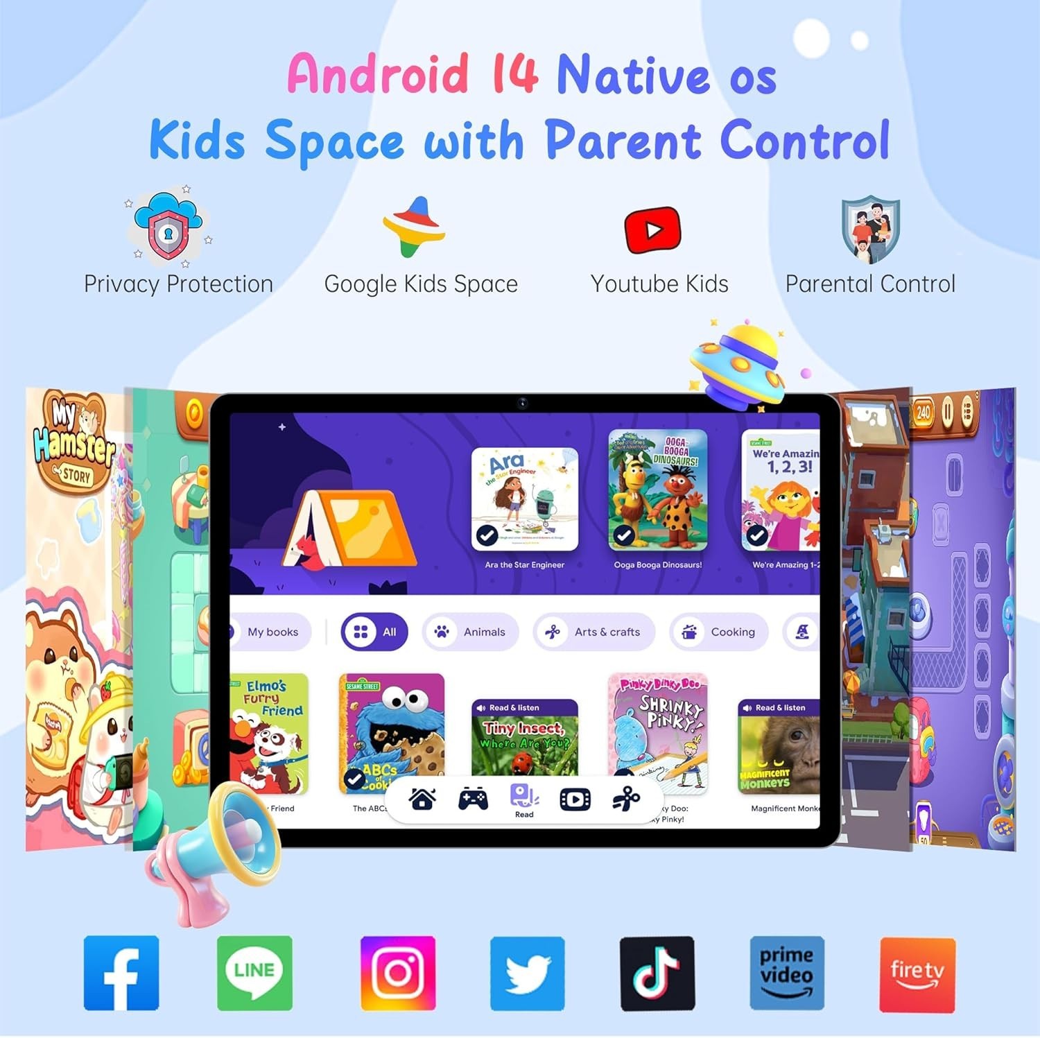 Tablet 10 Inch Android 14, 4G SIM Unlocked, Kid Tablet with SIM Card Slot, IPS T