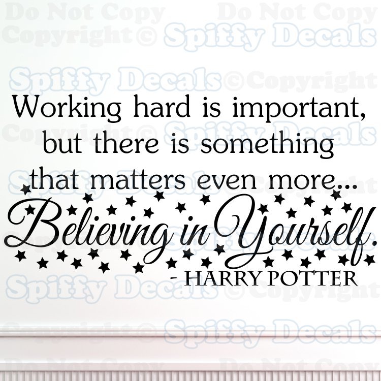 WORK HARD BELIEVE IN YOURSELF HARRY POTTER QUOTE 40 STARS Vinyl Wall Decal