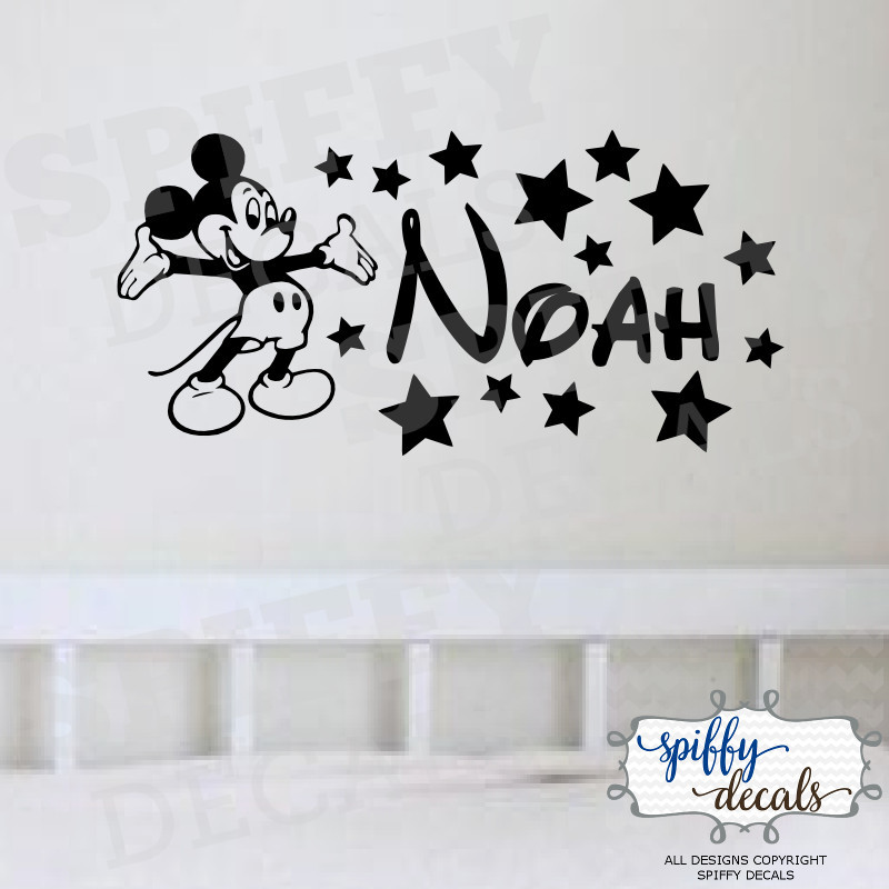 Mickey Mouse Personalized Name Custom Wall Decal Vinyl Sticker Walt Disney Stars