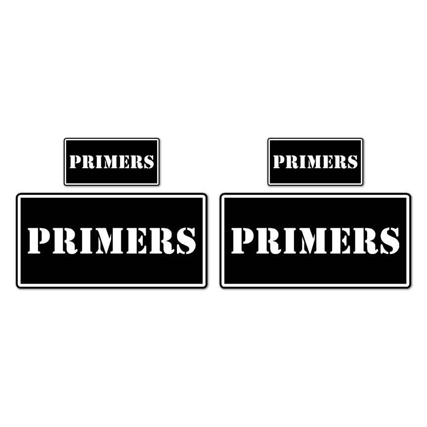 Primers B&W Ammo Box Set, Vinyl Decal Sticker, 2@ 1"x2" & 2@ 2"x4", #8456