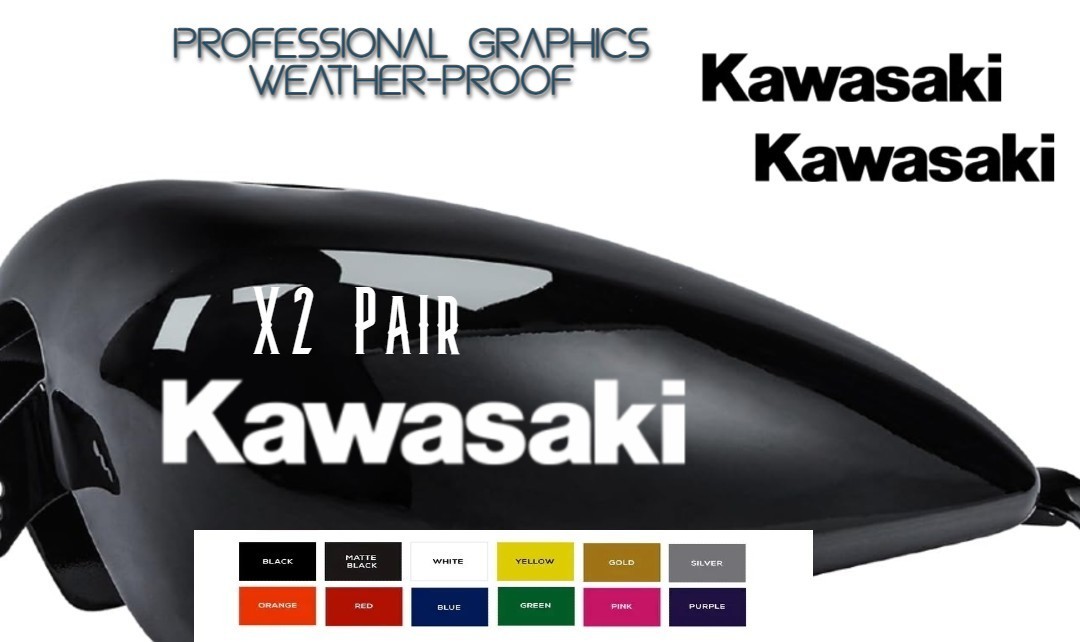 (2) Fits Kawasaki Sticker Vinyl Decal – Racing Bike Motorcycle Tank Set Window