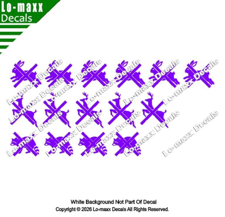 Deer Rabbit Raccoon Kill Markings Die Cut Vinyl Decal Hunting Truck Car Sticker
