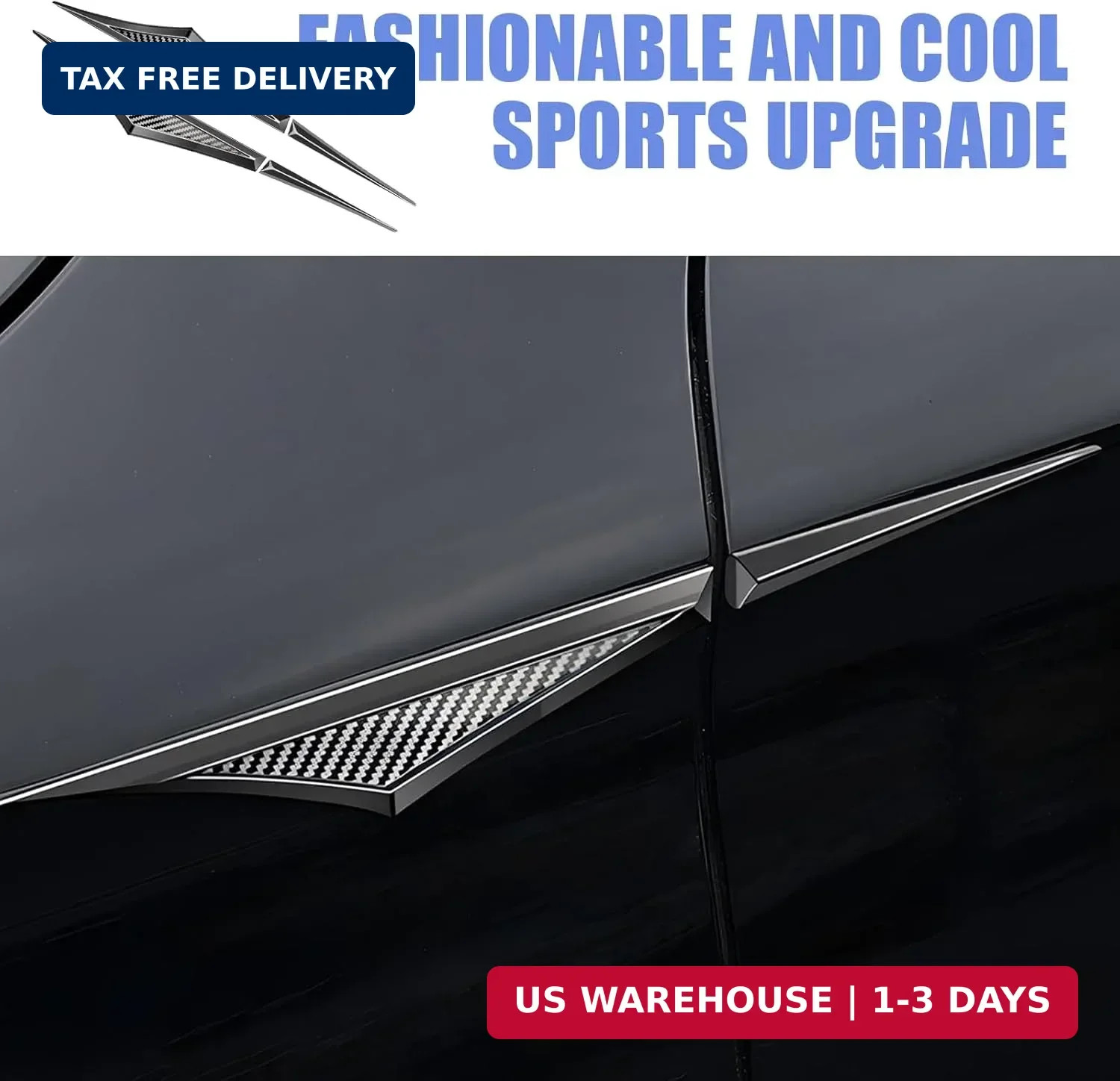 2 PCS Car Side Door Blade Wing Emblem Stickers, 3D Zinc Alloy Creative Fender Si