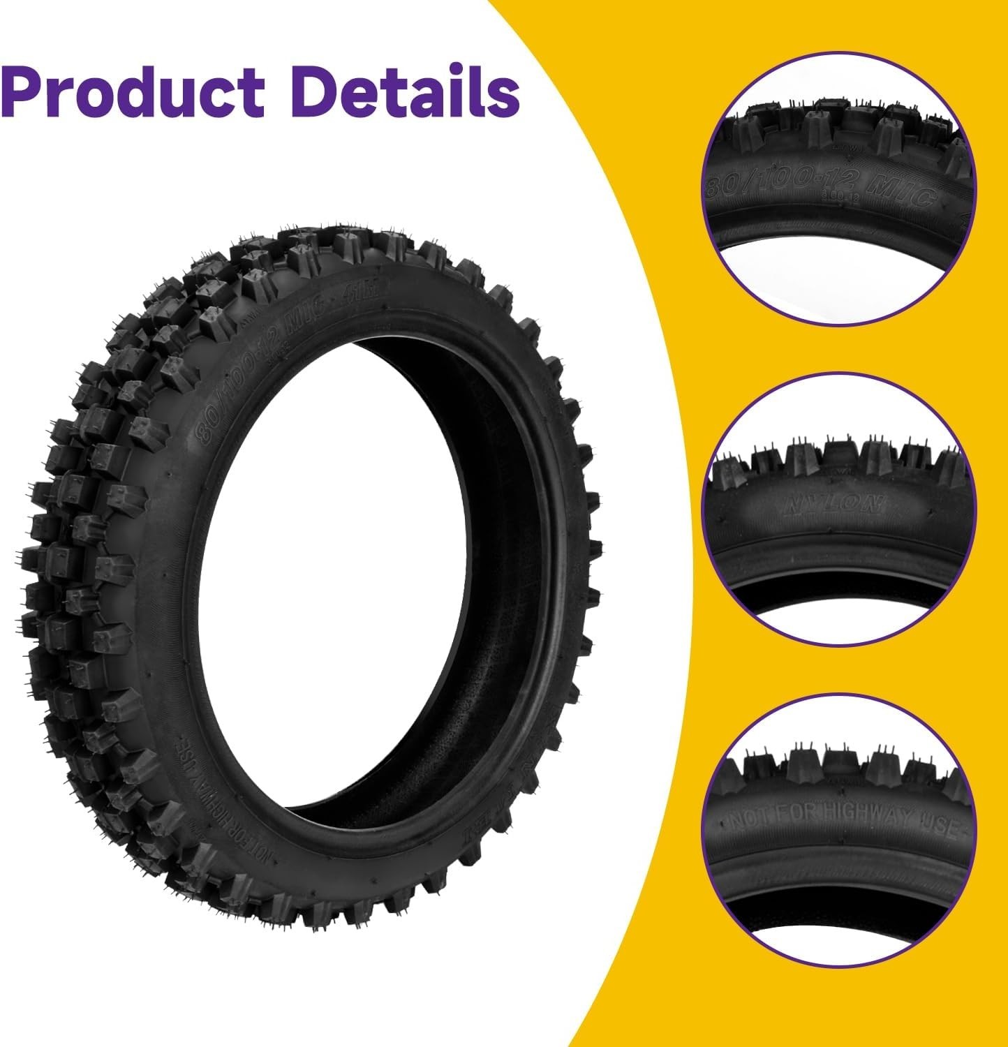 Dirt Bike Rear Tire and Inner Tube 3.00-12 80/100-12 90cc-125cc XR70 CRF70