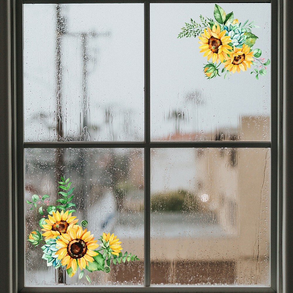 Transparent Border Vinyl Home Art Decal Decor Sunflowers Butterfly Wall Stickers