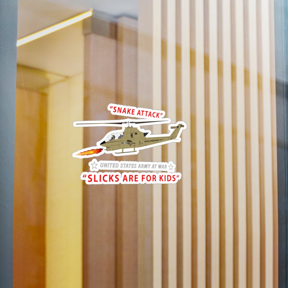 Kiss-Cut Vinyl Decals – Army – AH-1 Cobra – Snake Attack – Slicks are for Kids