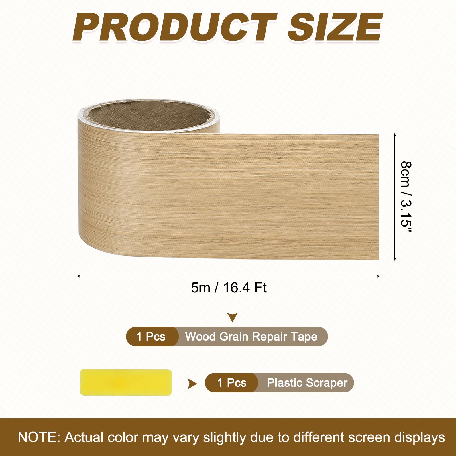 Wood Grain Repair Tape, 3.15 Inch x 16.4 ft Self Adhesive, Poplar